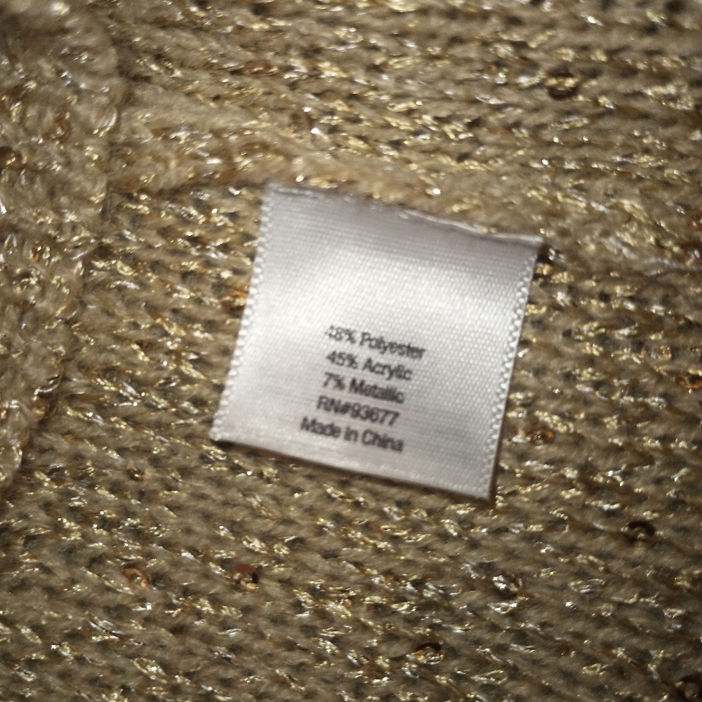 a.n.a Sequin Embezzled Shimmering Gold Crew Neck Sweater SZXL - Picture 5 of 5
